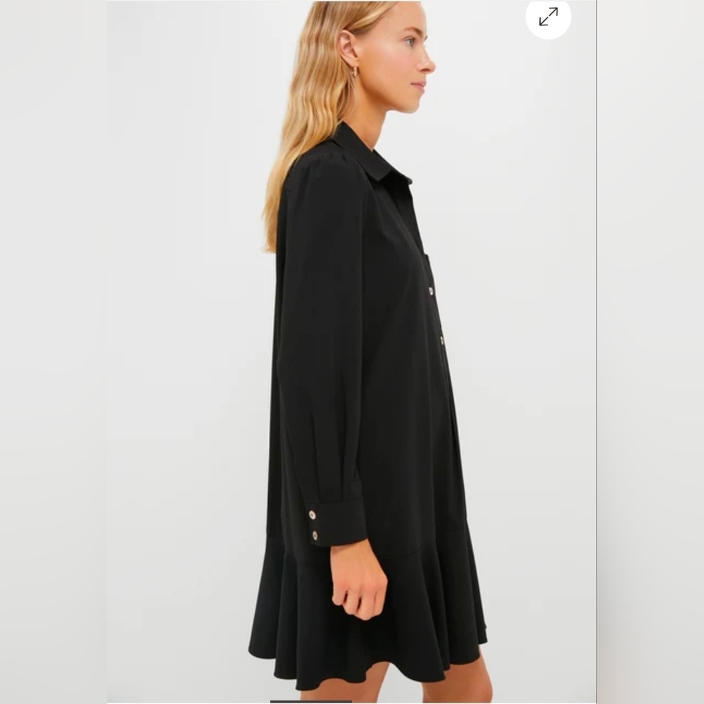 Tuckernuck Pomander Place Black Crepe Callahan Shirt Dress Womens Large - Picture 5 of 8